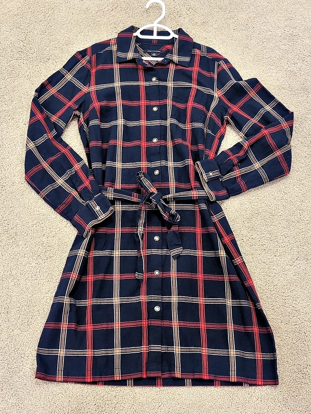 Tommy Hilfiger Plaid Mini Dress in Blue & Red